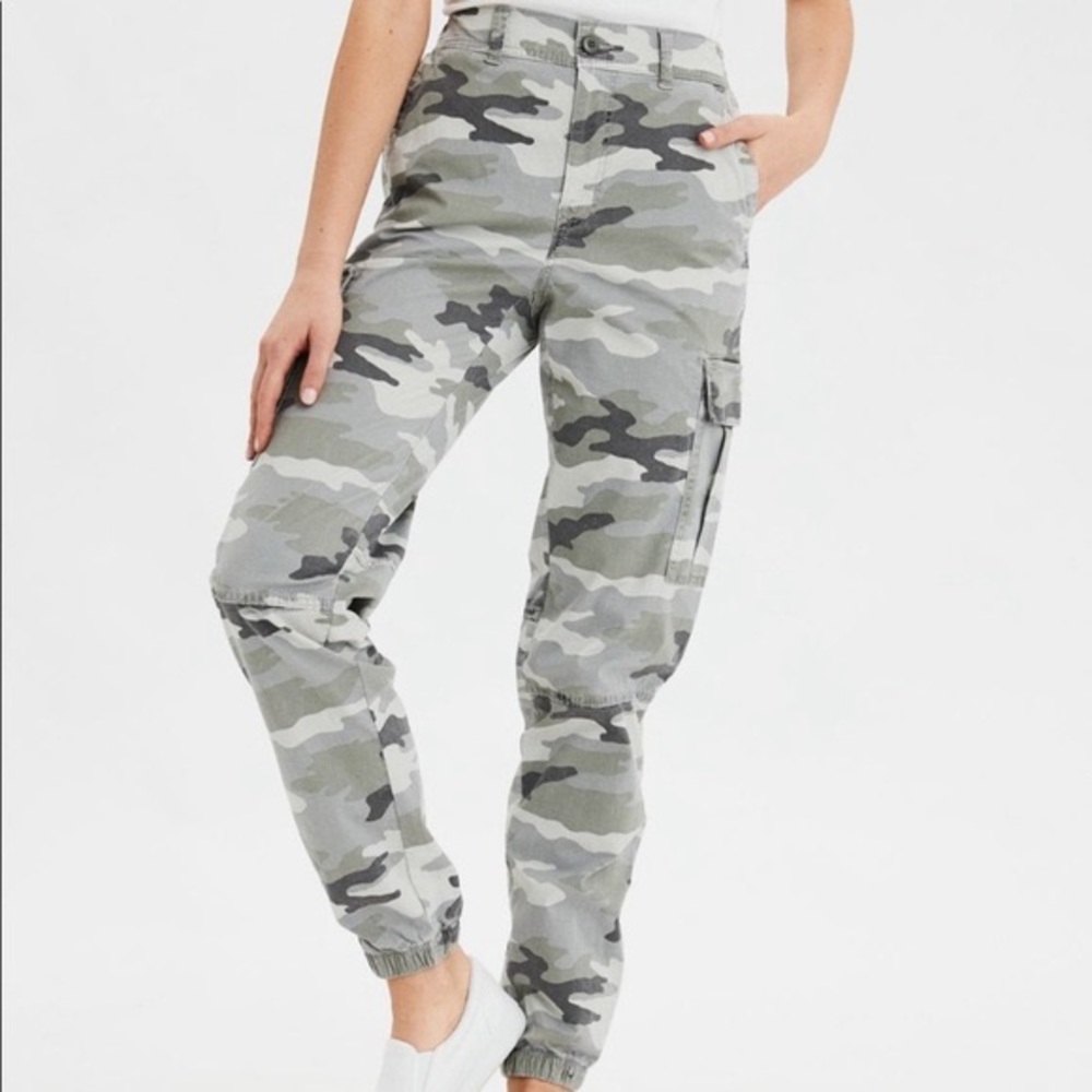 AE Super High Waisted Camo Cargo Pants
